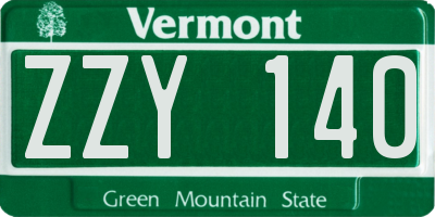 VT license plate ZZY140