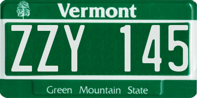 VT license plate ZZY145