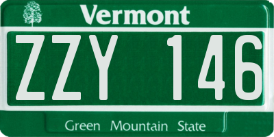 VT license plate ZZY146