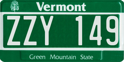 VT license plate ZZY149