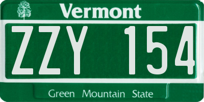 VT license plate ZZY154