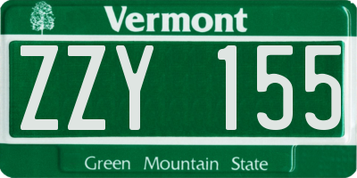 VT license plate ZZY155