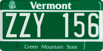 VT license plate ZZY156
