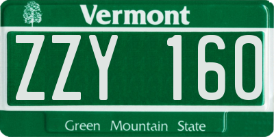 VT license plate ZZY160