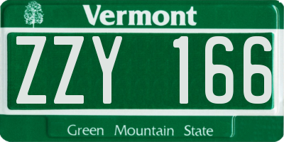 VT license plate ZZY166