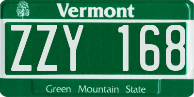 VT license plate ZZY168