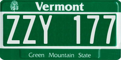VT license plate ZZY177