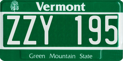 VT license plate ZZY195