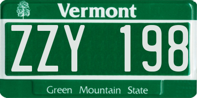 VT license plate ZZY198