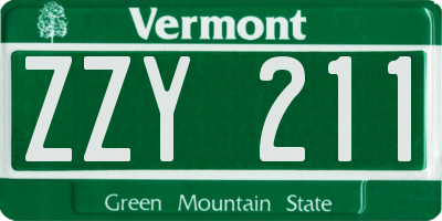 VT license plate ZZY211
