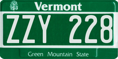 VT license plate ZZY228