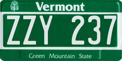 VT license plate ZZY237