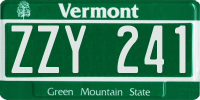 VT license plate ZZY241