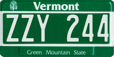 VT license plate ZZY244