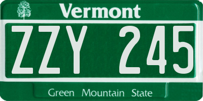 VT license plate ZZY245