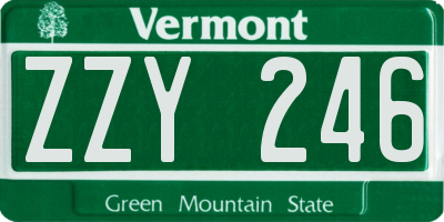 VT license plate ZZY246