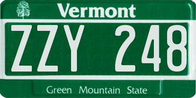 VT license plate ZZY248