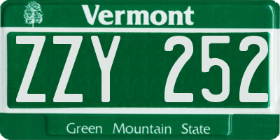 VT license plate ZZY252