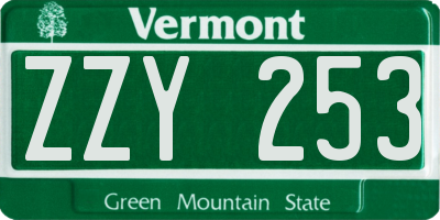 VT license plate ZZY253