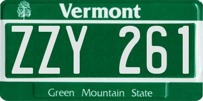 VT license plate ZZY261