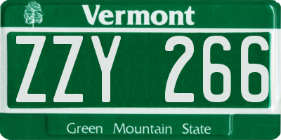 VT license plate ZZY266