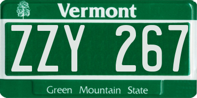 VT license plate ZZY267