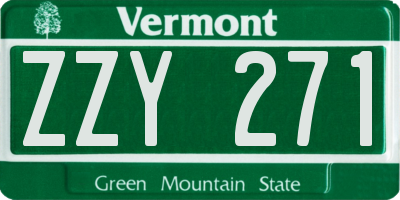VT license plate ZZY271