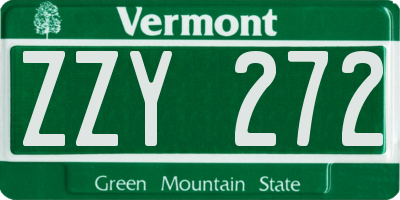 VT license plate ZZY272