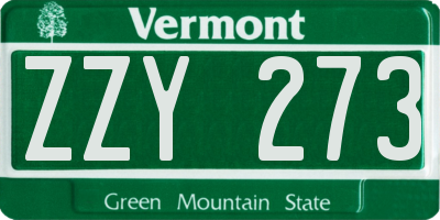 VT license plate ZZY273
