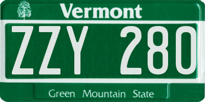 VT license plate ZZY280