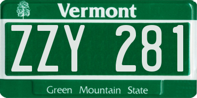 VT license plate ZZY281