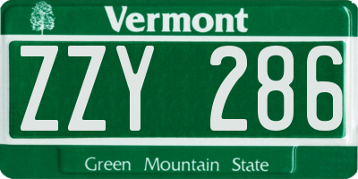 VT license plate ZZY286