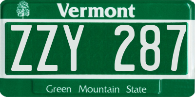 VT license plate ZZY287