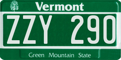 VT license plate ZZY290