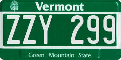 VT license plate ZZY299