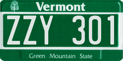 VT license plate ZZY301