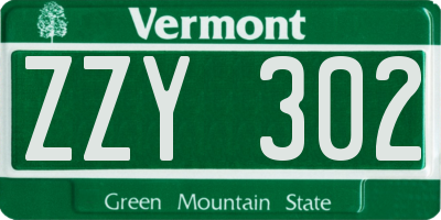 VT license plate ZZY302