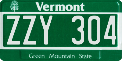 VT license plate ZZY304