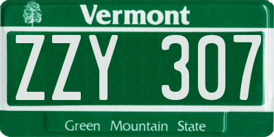 VT license plate ZZY307