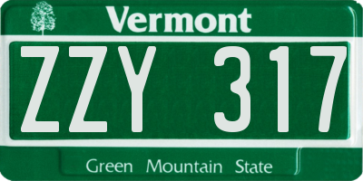 VT license plate ZZY317