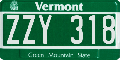 VT license plate ZZY318