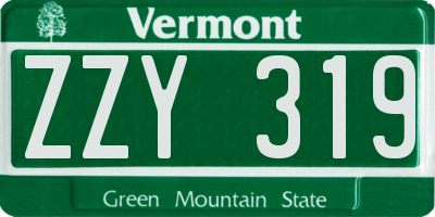 VT license plate ZZY319