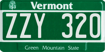 VT license plate ZZY320