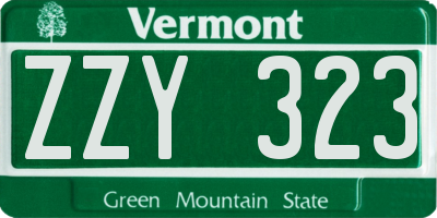 VT license plate ZZY323