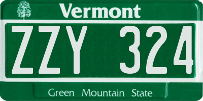 VT license plate ZZY324