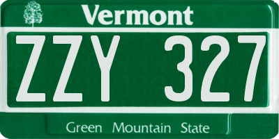 VT license plate ZZY327