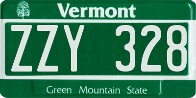 VT license plate ZZY328