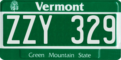 VT license plate ZZY329