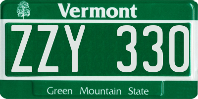 VT license plate ZZY330
