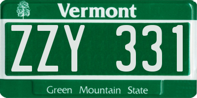 VT license plate ZZY331